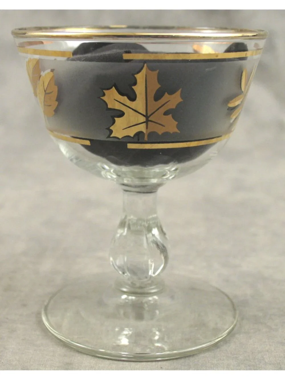 Vintage Libbey Golden Foliage Frosted Champagne Sherbet Glasses Set of 6 MCM